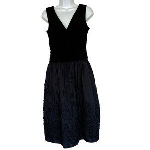 Jessica Howard Evening Midi Event Dress 6P Ruched Ribbon Rosettes Wimsigoth